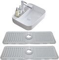Kitchen Sink Faucet Mat, 2 Pack Silicone Splash Guard and Drip Catcher Tray, Sink Organizer, Sponge Holder & Drying Mat for Countertop (Grey)