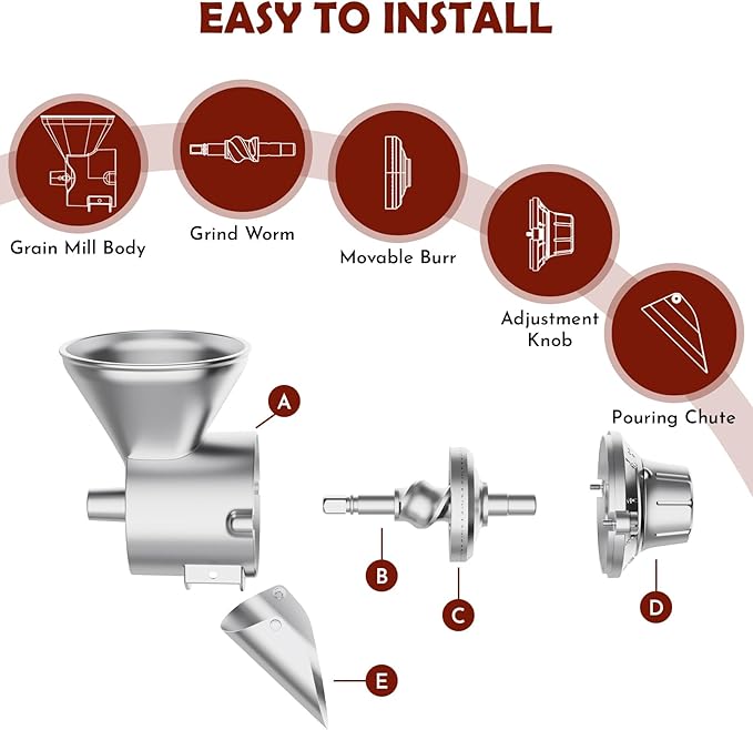 Grain Mill Attachment for Kitchenaid Stand Mixer, Flour Mill for Kitchenaid, Fit for Non-Oily Dry Grain Corn, Coffee Bean, Buckwheat, Oats, Millet, Wheat, Flour Mill Attachment by Cofun