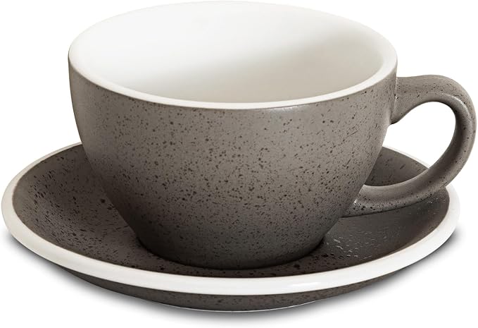 Loveramics Coffee Cup Ceramic, 10 oz Latte Art Cup with Saucer for Cappuccino, Tea, Espresso, Thick - walled stoneware Cappuccino mug Set for Cafe and Barista - (Granite, 10OZ, 1 Cup and 1 Saucer)