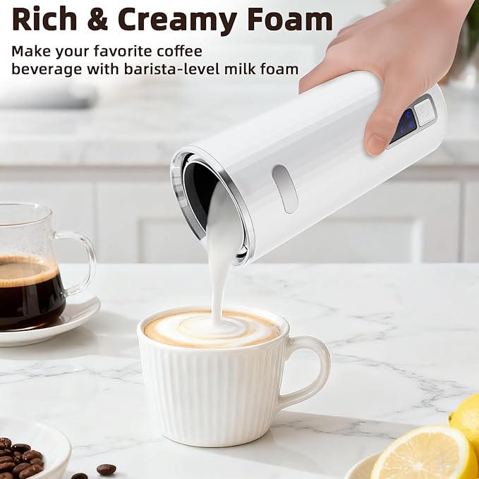 Electactic Milk Frother, 6-in-1 Electric Milk Steamer, 8.5oz/250ml Automatic Warm and Cold Foam Maker and Milk Warmer for Latte, Cappuccinos, Macchiato, From the Makers of Instant 400W, White