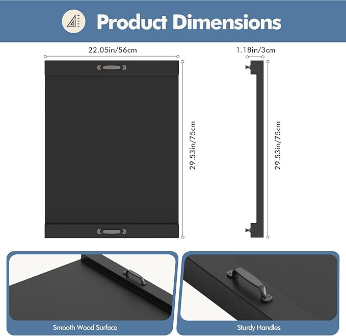 DUMOS Noodle Board Stove Cover with Handles, Wooden Stove Top Cover for Gas Electric Glass Stove, 22 x 29.5 inch(Black)