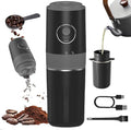 Portable Electric Coffee Grinder and Brewing Kit, Rechargeable, Conical Burr Mini Coffee Grinder with Filter, 32g Capacity & Coffee Cup for Camping, Travel, Office, Espresso, Pour Over, etc (Black)