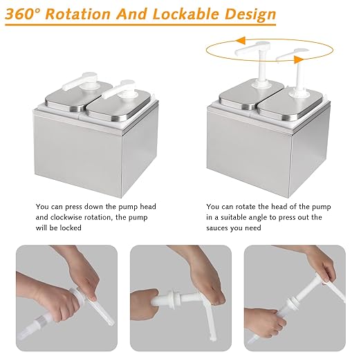 4.2QT Ketchup Pump, Sauce Dispenser,Commercial Pump Station Stainless Steel Dispenser for Hot Chocolate, Hot Fudge, Ketchup, Condiment,Caramel, Condiment, Mustard, Mayonnaise