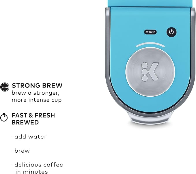 Keurig K-Mini Plus Single Serve K-Cup Pod Coffee Maker, with 6 to 12oz Brew Size, Stores up to 9 K-Cup Pods, Travel Mug Friendly, Cool Aqua