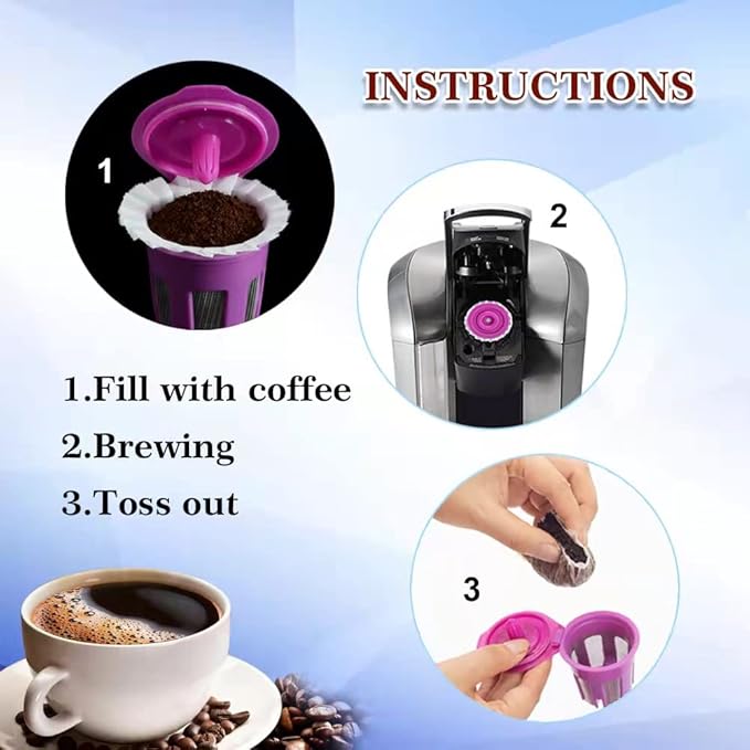 Irmidi 300 Count Disposable Paper Filter with 2 Pack Reusable K Cups Coffee Pods,Compatible with Keurig 2.0 and 1.0 Coffee Maker