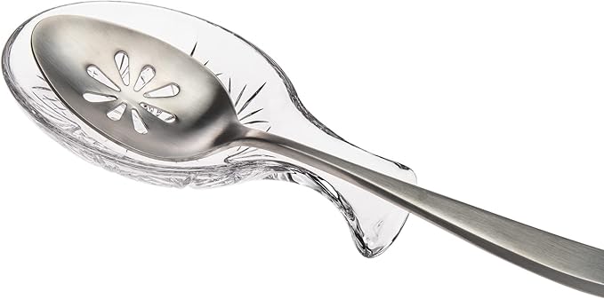 Godinger Spoon Rest for Kitchen, Crystal Glass Spoon Holder Rest - Dublin Collection - Set of 2