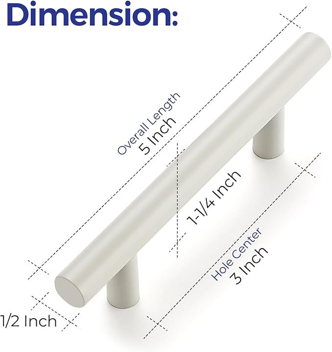 Ravinte 1 Pack | 5 Inch Cabinet Pulls White Stainless Steel Kitchen Drawer Pulls Cabinet Handles 5 InchLength, 3 Inch Hole Center