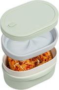 Ceramic Bento Lunch Box with Silicone Lid & Compartment Divider for Adults, Reusable Airtight Meal Prep Food Storage, Sandwich, Snack, Salad Container, Microwave Oven Safe (Mint, 30.4 Oz)