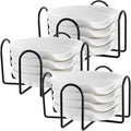 Bokon 12 Pack Ceramic Spoon Rest with Holder, Kitchen Utensil Rest for Stove Top, Dipping Sauce Dishes, Heat Resistant and Dishwasher Safe (White)
