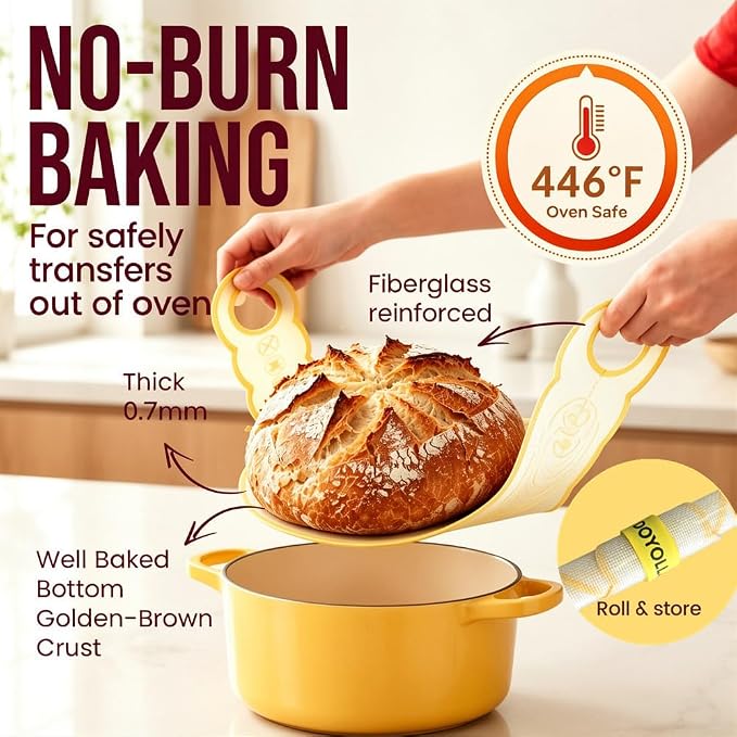 DOYOLLA Bread Proofing Basket Set, Sour Dough Tools with Silicone Bread Sling, Sourdough Starter Kit, Baking Gifts, Bread Making Kit (Round,8.5 inch) | Handmade Rattan