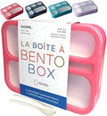 kinsho Bento-Box Lunch-Box Containers for Kids Girls Toddler Women, 6 Compartment Portion Container Kit, Meal Or Snack Boxes for School Daycare Travel, Bpa-Free Pink