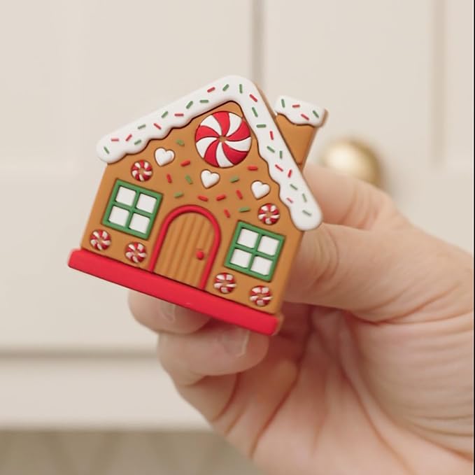 Knobēz: Decorative Knob Covers - Gingerbread House - 12pk - Stretch Over Hardware Decorations, Holiday-Winter-Christmas, Kitchen-Bathroom-Dresser-Home