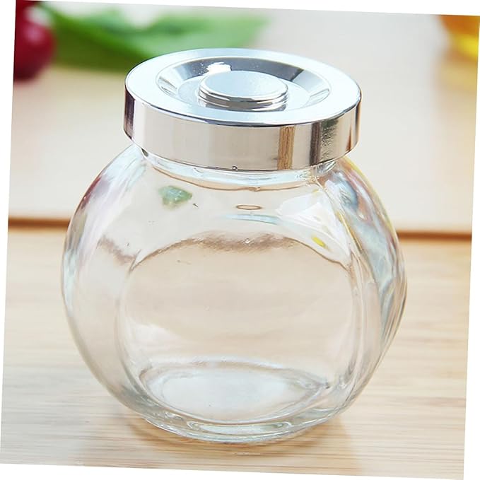 PRETYZOOM Round Glass Sealed Jar Airtight Kitchen Storage Container 8-Piece Set for Dry Fruits and Snacks Sealed for Meal Prep and Organization