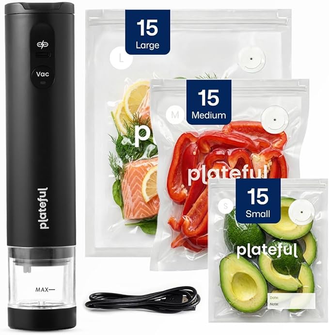 Handheld Vacuum Sealer for Food - Portable Cordless Food Vacuum Sealer Machine, Compact Mini Seal for Storage, Sous Vide & Freezer Preservation (45 Bags)