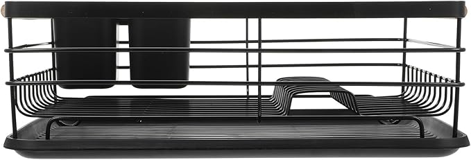 Large Metal Dish Drying Rack with Removable Drip Tray, Over The Sink Kitchen Counter Dish Strainer and Storage Organizer for Plates and Bowls