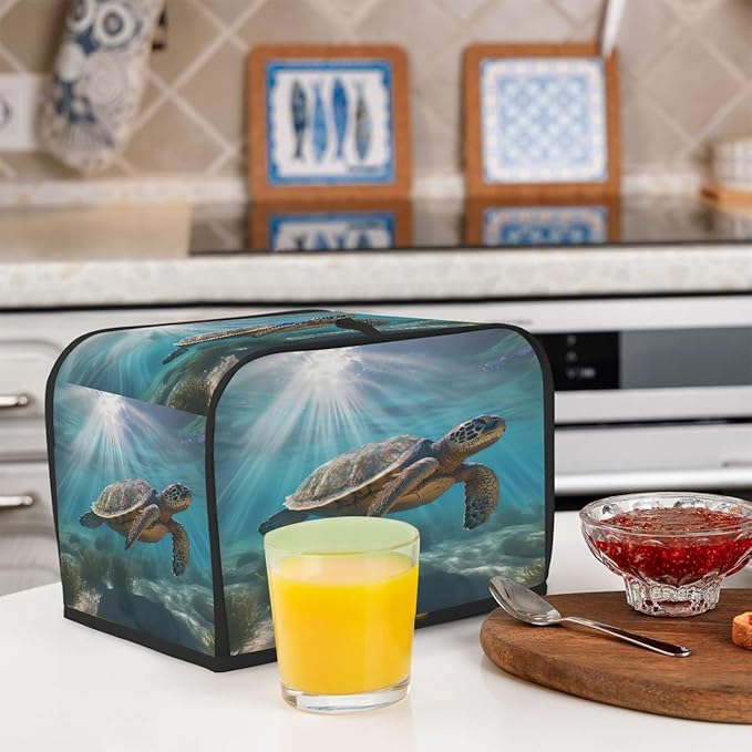 Sea Turtle Petrel Sunshine 2 Slice Toaster Cover Dust And Fingerprint Bread Maker Cover Bakeware Protector Washable Appliance Covers Kitchen Accessories For Home Kitchen Women Gift