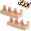 Wooden Taco Holder Stand for Sushi Hand Roll, Temaki & Sushi Roll – 1/2/3/5 Slot Sushi Display Tray, Natural Wood Serving Platter (2 pcs per Pack) (3 Slot (2 pcs))