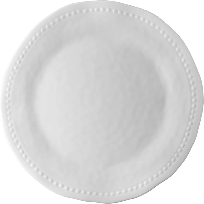 UPware 12 Piece Pebble Melamine Dinnerware Sets, Outdoor Dishes Set, Plates and Bowls Sets, Service for 4, White