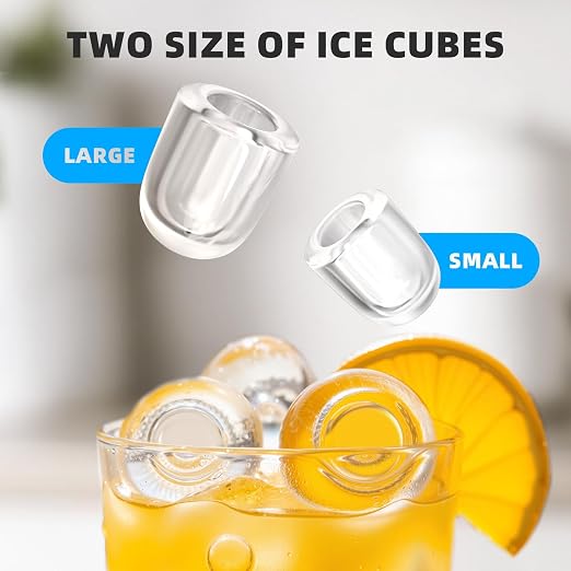 Antarctic Star Countertop Ice Maker, Portable Ice Machine with Carry Handle, 26.5Lbs/24H, 2 Sizes Bullet Ice, 8Cubes in 6 Mins Office/Kitchen/Bar Grey