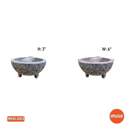 IMUSA USA Granite Molcajete Spice Grinder, Gray, 6 Inches (Pack of 4)