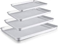 TeamFar Baking Sheet Set of 4, Stainless Steel Baking Pan Cookie Sheet | 16/ 12.5/ 10/ 9.3 Inch Toaster Oven Sheet Pan Tray for Baking Roasting, Non Toxic & Healthy, Mirror Finish & Dishwasher Safe
