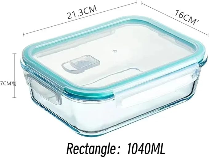 Glass Bento Lunch Box with Lid, Microwave and Dishwasher Safe Meal Prep Container for Office Food Storage(1040ml)