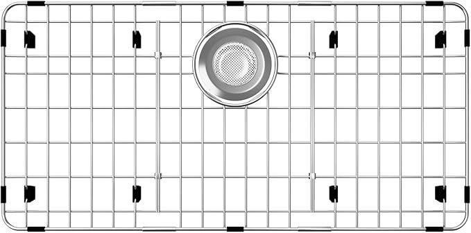 27.5’’ x 13.5’’ Sink Grid, Stainless Steel Sink Protectors for Kitchen Sink, Sink Bottom Grid, Rear Drain with Corner Radius, Sink Grids for Kitchen Sink, Sink Grid for Bottom of Sink