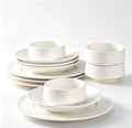 4-piece set, ceramic, embossed B design plate and bowl set, microwave and dishwasher tableware set, shatterproof and scratch resistant dinner set, irregular edge design, white