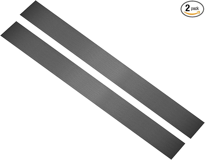 uxcell 2Pcs 304 Stainless Steel Sheet Gap Filler, 30" x 3" Self-Adhesive Metal Molding Trim Strip Gap Cover for Microwave Mirror Frame Home Decoration, Brushed Black