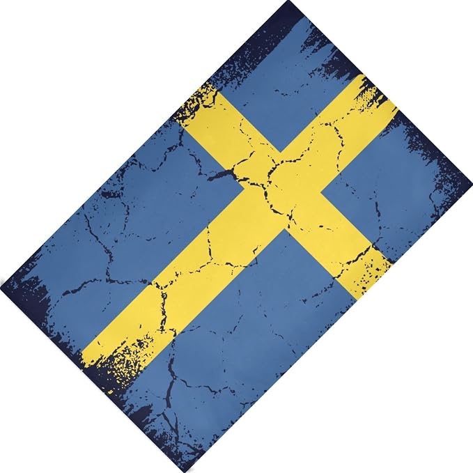 Swedish Flag Flag Grunge Design Kitchen Towels Set with Hanging Loop, Kitchen Hand Towels, Tea Towels, Premium Dish Towels for Kitchen, Quick Drying Kitchen Towel Set 18”x 28”