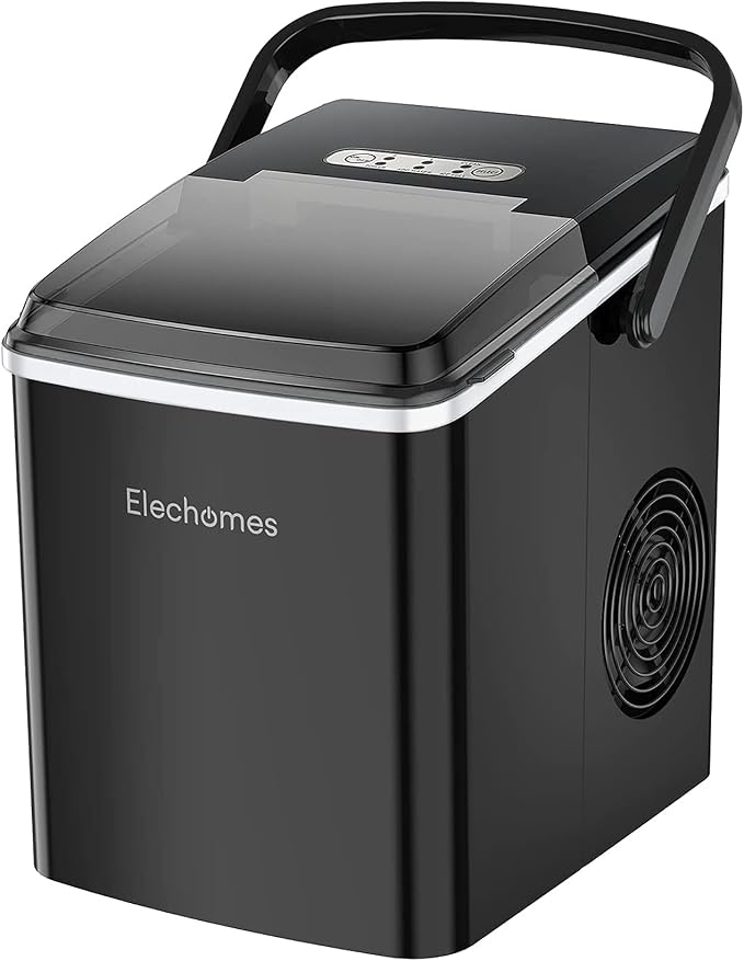 Portable Ice Maker, Elechomes Countertop Ice Maker Machine with Handle, 27lbs Ice Per Day, Compact Ice Machine with Self-Cleaning Function, Perfect for Home, Kitchen and Office