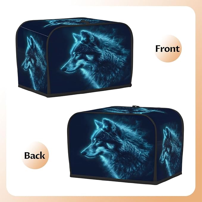 Wolf Animal Blue 2 Slice Toaster Cover Dust And Fingerprint Bread Maker Cover Bakeware Protector Washable Appliance Covers Kitchen Accessories For Home Kitchen Women Gift