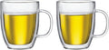 Bodum 15oz Bistro Double Wall Insulated Mug, High-Heat Borosilicate Glass, Set of 2, Clear