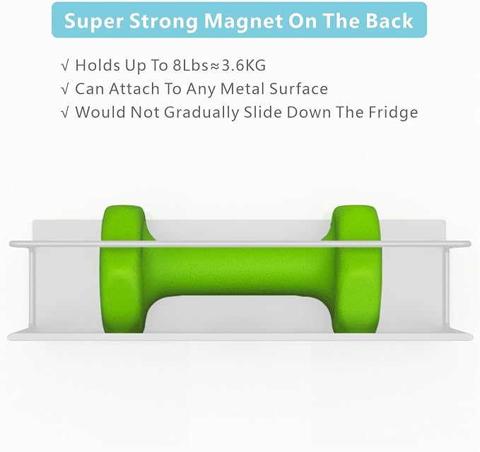 Magnetic Spice Rack For Refrigerator, Space Saving Magnetic Shelf For Fridge White 4 Pack With Magnetic Paper Towel Holder