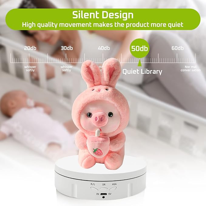 JAYEGT 3 in 1 Motorized Rotating Display Stand with 5.74/7.08/8.66 inch Replacement Cover，Max 22lbs Load , 3D Models, Cake -White