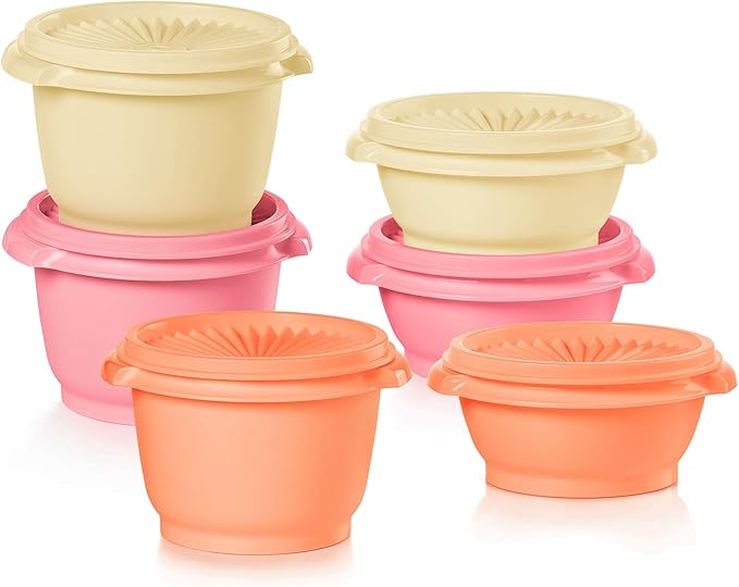 Tupperware Heritage Collection, New 12 Piece Food Storage Container Set in Vintage Warm Colors, Dishwasher Safe and BPA Free (6 containers, 6 lids)