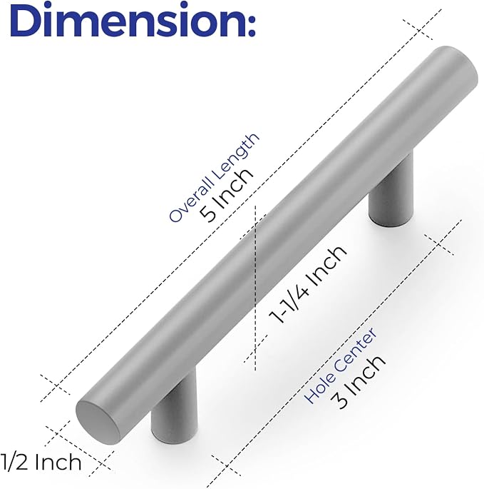Ravinte 12 Pack | 5 Inch Cabinet Pulls Grey Stainless Steel Kitchen Drawer Pulls Cabinet Handles 5 InchLength, 3 Inch Hole Center