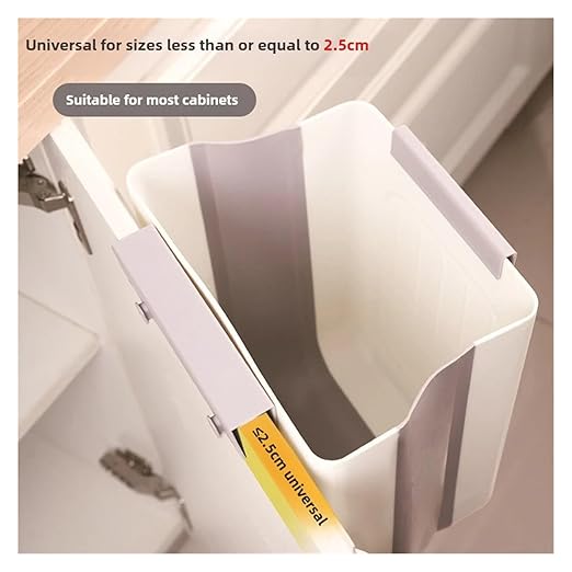 Collapsible Hanging Kitchen Trash Can Foldable Hanging Trash Bin for Kitchen Thick Large Mouth Multi Functional Waste Garbage Can(White and Gray-M)
