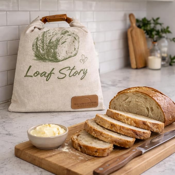 LOAF STORY Double Lock Reusable Beeswax Bread Bags, Featuring Wide Comfort Zipper and Roll-Top Hook-and-Loop Closure, Fully Open XL Airtight Storage for Freezer and Fridge, Gift for Bakers, 2 Pack