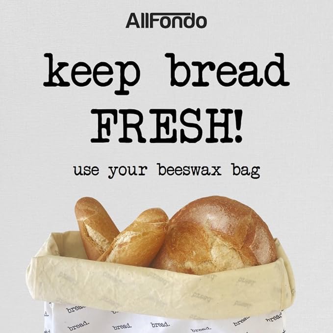 XXL Reusable Sourdough Bread Bag | Beeswax Bags for Homemade Bread | Cotton Beeswax Lined bags for Sourdough | Storage Accessories | Stripes (2 Layers)
