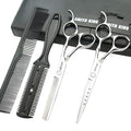 6.0 Inches Hair Cutting Scissors Set with Combs Lether Scissors Case,Hair cutting shears Hair Thinning shears For Personal and Professional (Silver)