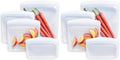 Stasher Silicone Reusable Storage Bags,Reusable Freezer Bags,Microwave,Dishwasher,Oven Safe,Sous Vide,Premium Lunch Containers,Eco Friendly,Food Storage Bag,Snack-Bags,Clear,(Pack of 8)