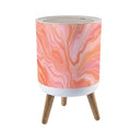 Trash Can with Lid Coral Living Fractal Abstract Prism Glitch Effect Color Year 2019 Press Top Round Small Garbage Bin with Wooden Legs Waste Basket for Kitchen Bedroom Nursery 7L/1.8 Gallon