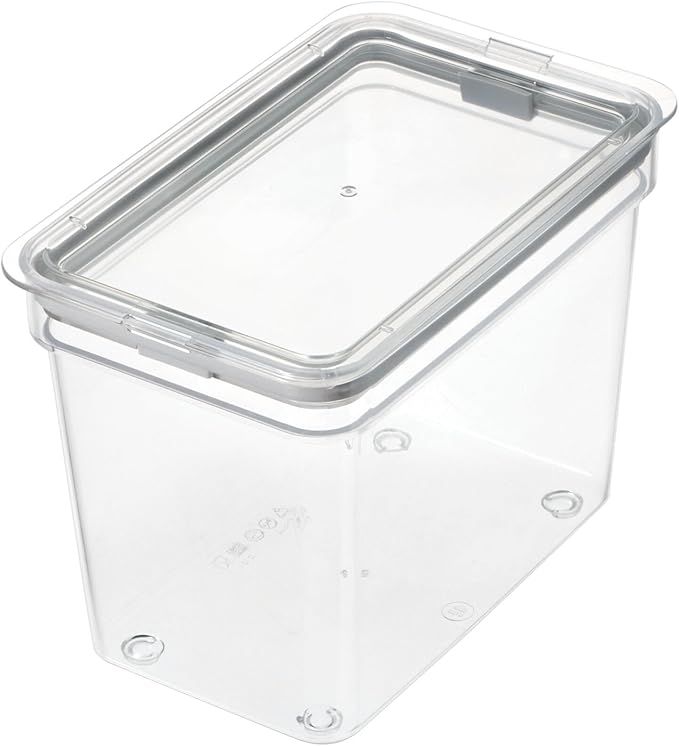 Airtight Clear Plastic Storage Bin with Locking Lid, Stackable Food-Safe Container with Seal for Pantry, Kitchen & Fridge Organization