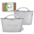 Haakaa Silicone Microwave Steamer & Steriliser Bag, 70oz/2000ml Large Capacity Reusable Steaming Bags for Baby Bottles, Breast Pump, Accessories, Pacifiers,Teethers, Great for Home&On The Go,Grey/2PCS