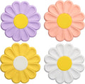 Daisy Trivets, Set of 4 Silicone Trivets for Hot Pots and Dishes, 6.7 Inch Round Flexible Silicone Pot Holders Hot Pads, Anti-Slip Coaster, Heat Resistant Mat Multi-Use Creative Placemat Kitchen