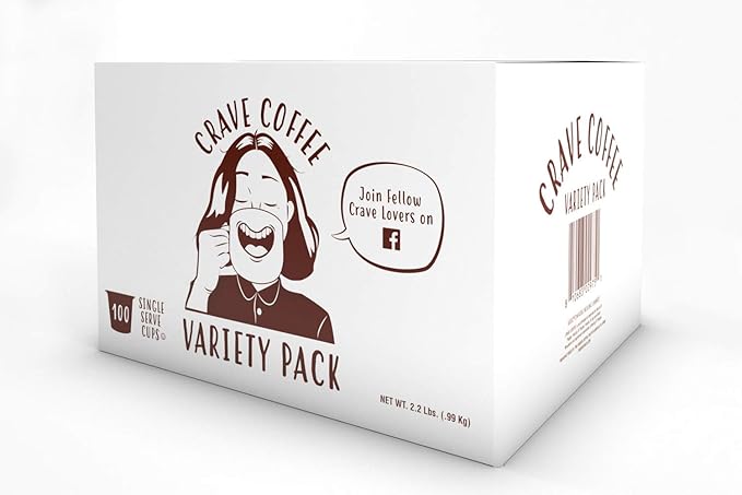 Crave Beverages Flavored Coffee Pods Sampler,Compatible with 2.0 K-Cup Brewers,Assorted Variety Pack,100 Count (Pack of 2)