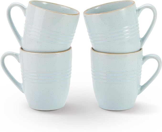 famiware Jupiter Coffee Mugs Set of 4, 13oz Coffee Mug, Microwave and Dishwasher Safe, Coffee Cups with Handle for Coffee, Tea, Cocoa, Milk, Light Blue