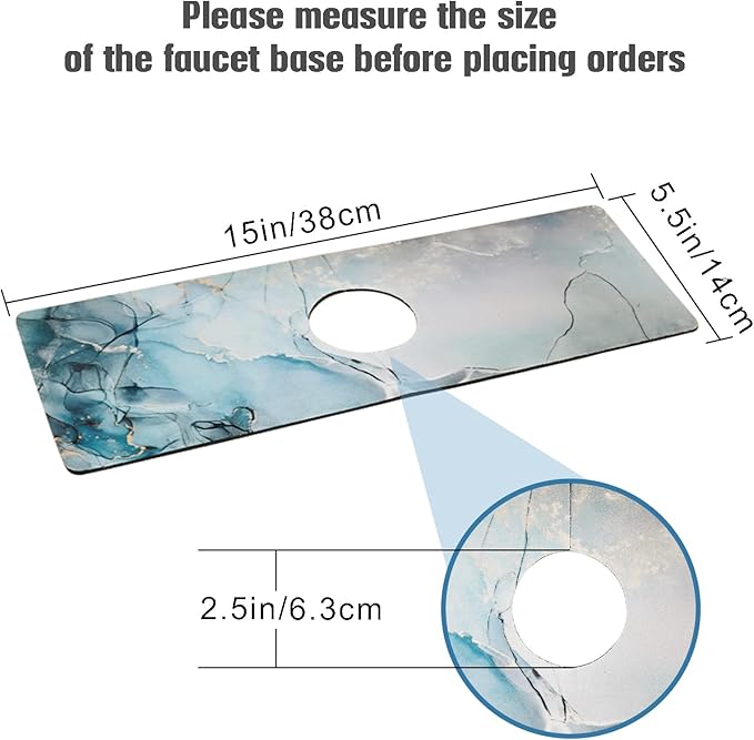 Sink Faucet Absorbing Mat, 2 Pack Drying Mat Around Faucet Sink Splash Guard Behind Faucet Sinkmat For Kitchen Bathroom Island Rv 15 * 5.5 Inch (38 * 14 cm)