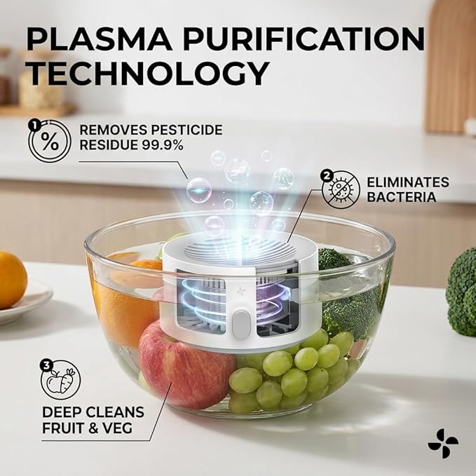 Best Ultrasonic Vegetable Cleaner, Veggie Cleaning Machine, Deep Cleaning Surface Residues, Ipx7 Waterproof Cordless Device for Berries Meat (1pcs)